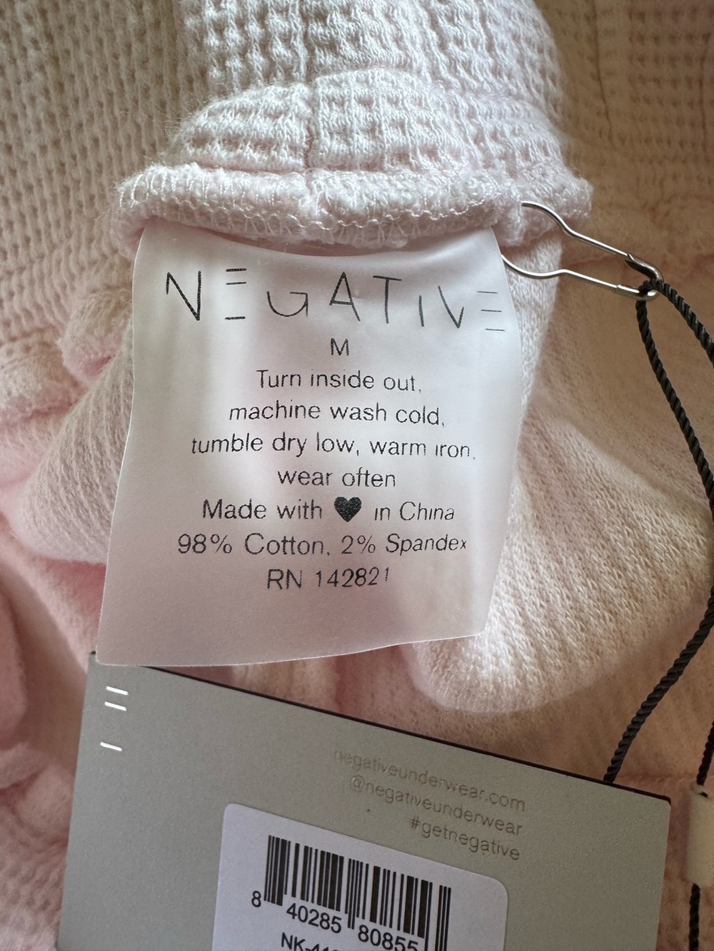 Negative Underwear Waffle Knit Jogger Pants Pastel Puff Pink Womens Medium NWT - Picture 7 of 10